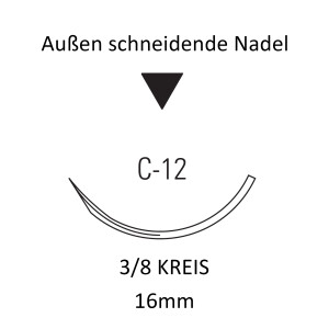 Monosof Nylon-Nahtmaterial USP 5-0, 45cm, C-12, REF...