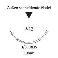 Monosof Nylon-Nahtmaterial USP 3-0, 45cm, P-12, REF SN-5669 - 36 Stück