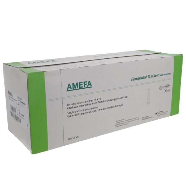 AMEFA Einmalspritzen, Luer Ansatz, 100 Stück - 10ml