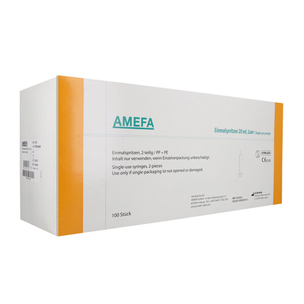 AMEFA Einmalspritzen, Luer Ansatz, 100 Stück - 20ml