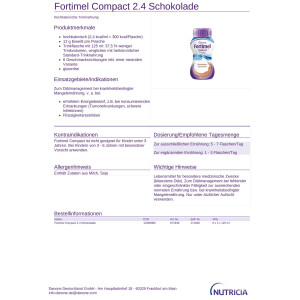 Fortimel Compact 2,4 kcal/ml, 4x125ml - Schokolade