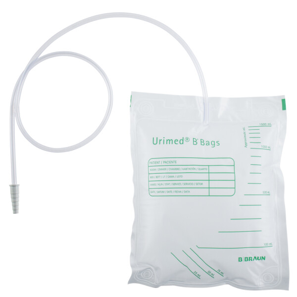 Urimed B Bags Urin- & Sekretbeutel 1.500ml ohne Rückflusssperre, Schlauchlänge 90cm, 1 Stück, REF 29435 - Unsteril