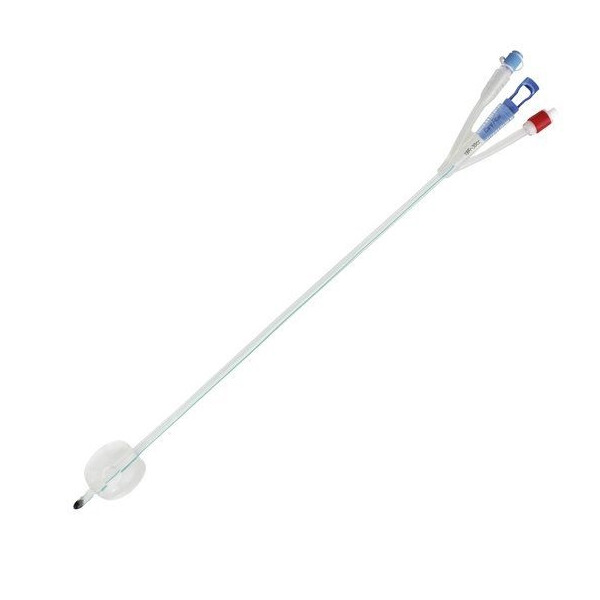 CARE FLOW 3-Wege Silikon Spülkatheter, Nelatonspitze, 40cm lang, 30ml Blockung, 1 Stück, REF 01/01/22/18/30/GHC - CH 18