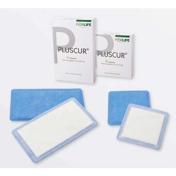 PLUSCUR Absorb non-bordered Wundauflage, 10 Stück - 10x10cm