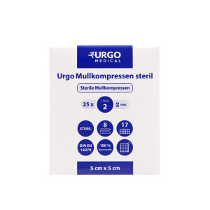 Urgo Mullkompressen, steril, 25x2 Stück - 5x5cm