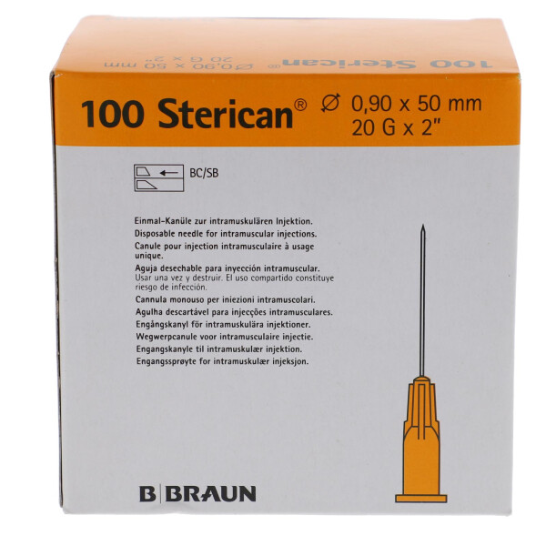 Sterican Einmalkanülen mit Luer-Lock Ansatz, 100 Stück - Gr. 1 = 20G x 2