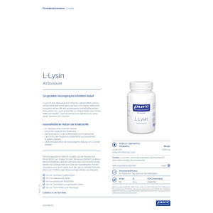 pure encapsulations L-Lysin Aminosäure Kapseln - 90 Stück